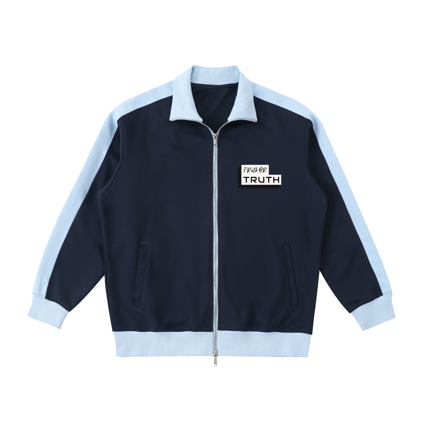 Truthortruth Contrast Trim Stand Collar Jacket