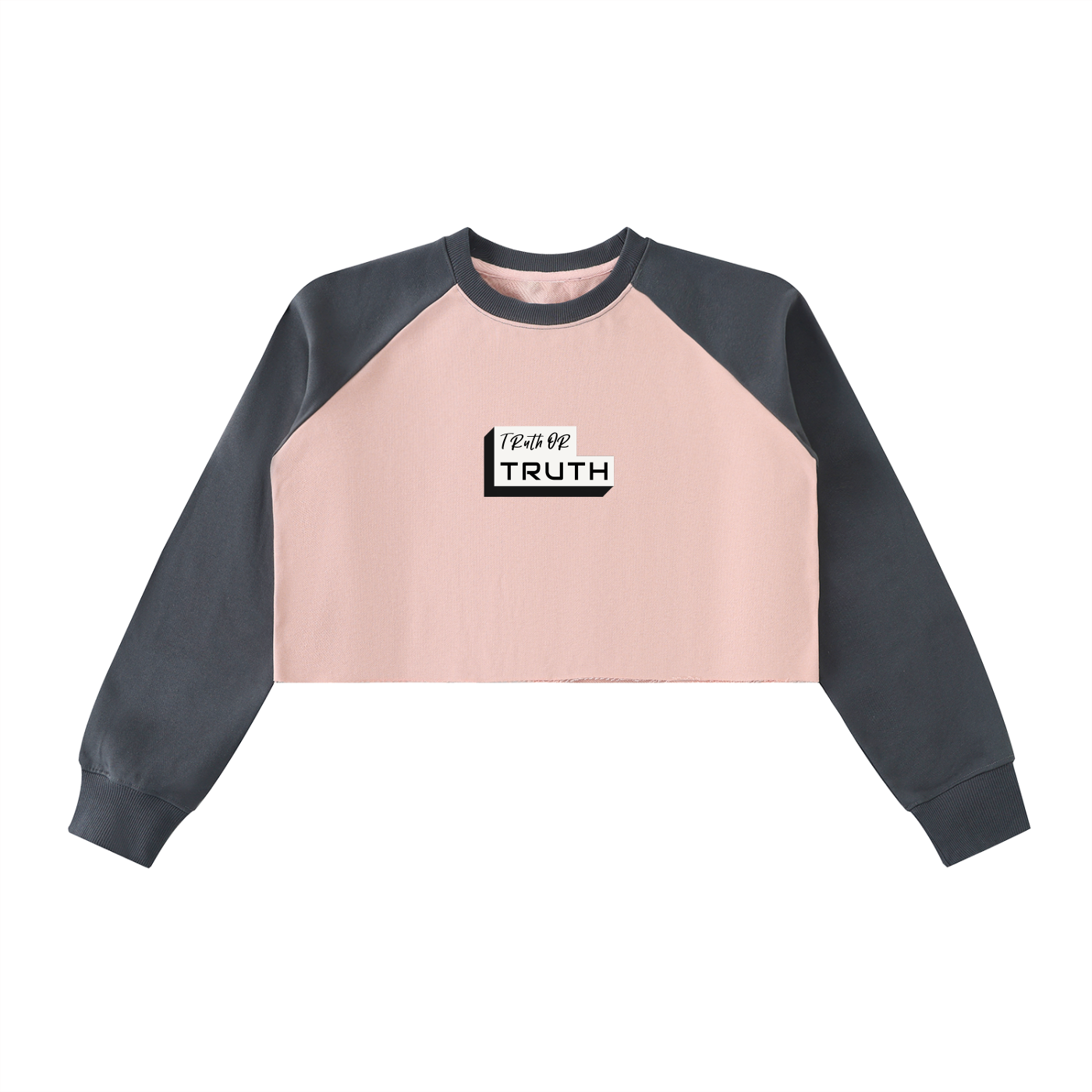 TruthorTruth Raw-Hem Color-Block Raglan Crop Sweatshirt