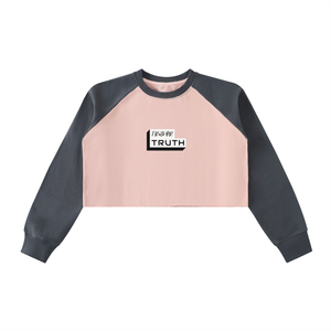TruthorTruth Raw-Hem Color-Block Raglan Crop Sweatshirt