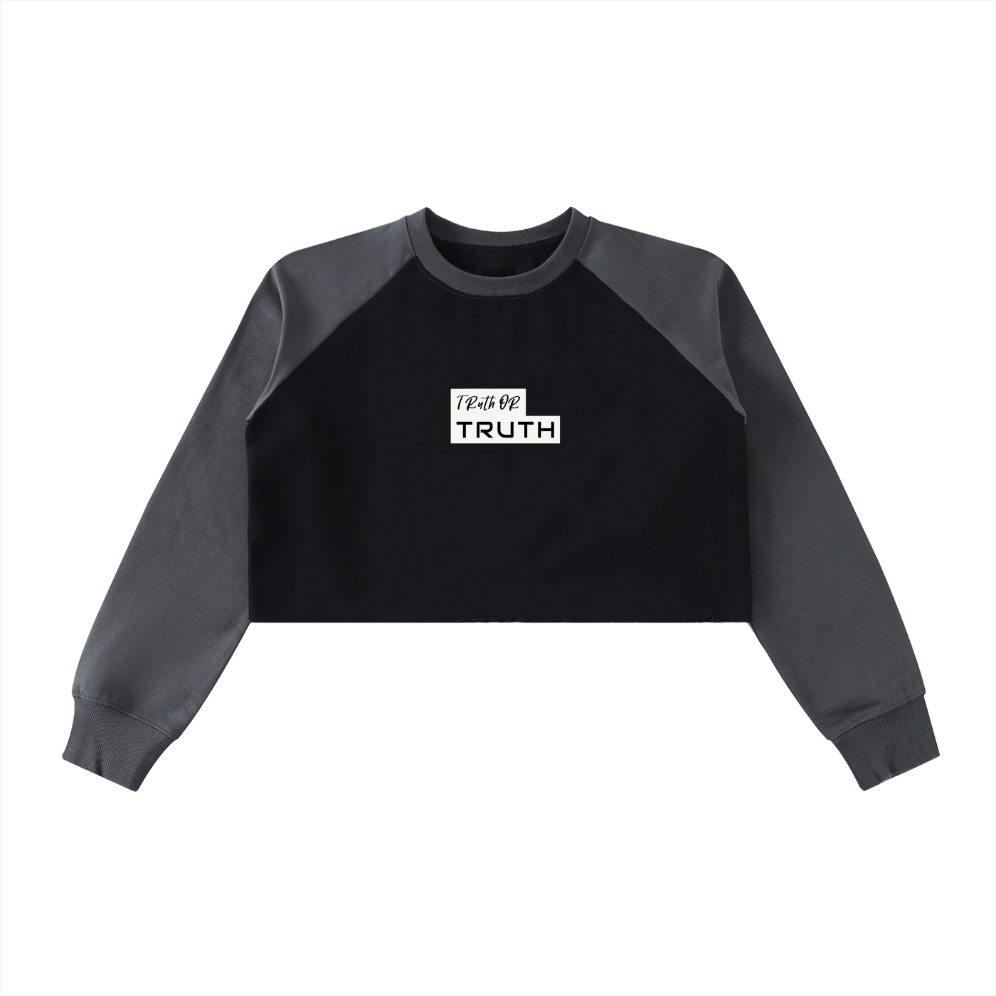 TruthorTruth Raw-Hem Color-Block Raglan Crop Sweatshirt