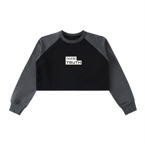 TruthorTruth Raw-Hem Color-Block Raglan Crop Sweatshirt