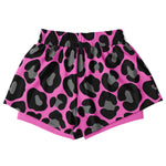 Load image into Gallery viewer, Pink Leopard Print Women&#39;s 2-in-1 Shorts - AOP

