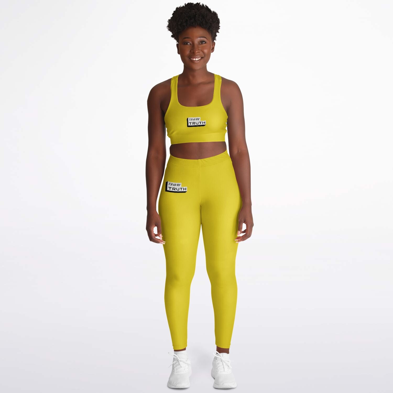 Yellow Padded Sports Bra & Leggings - AOP