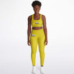 Load image into Gallery viewer, Yellow Padded Sports Bra &amp; Leggings - AOP
