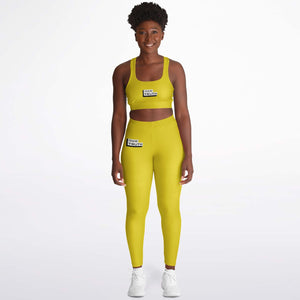 Yellow Padded Sports Bra & Leggings - AOP