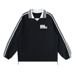 Load image into Gallery viewer, TruthorTruth Contrast Striped Lapel Collar Sweatshirt
