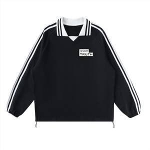 TruthorTruth Contrast Striped Lapel Collar Sweatshirt
