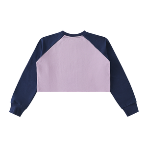 TruthorTruth Raw-Hem Color-Block Raglan Crop Sweatshirt