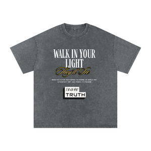 Walk In Your Light Snow Washed Oversized Cotton T-Shirt