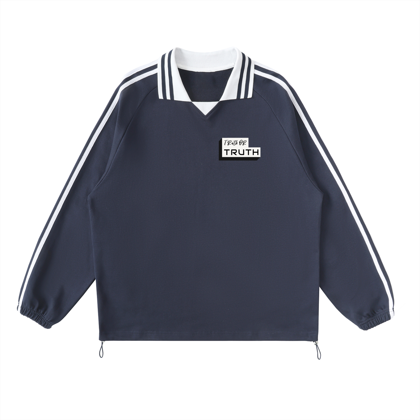TruthorTruth Contrast Striped Lapel Collar Sweatshirt