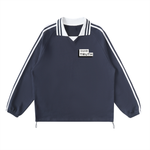 Load image into Gallery viewer, TruthorTruth Contrast Striped Lapel Collar Sweatshirt
