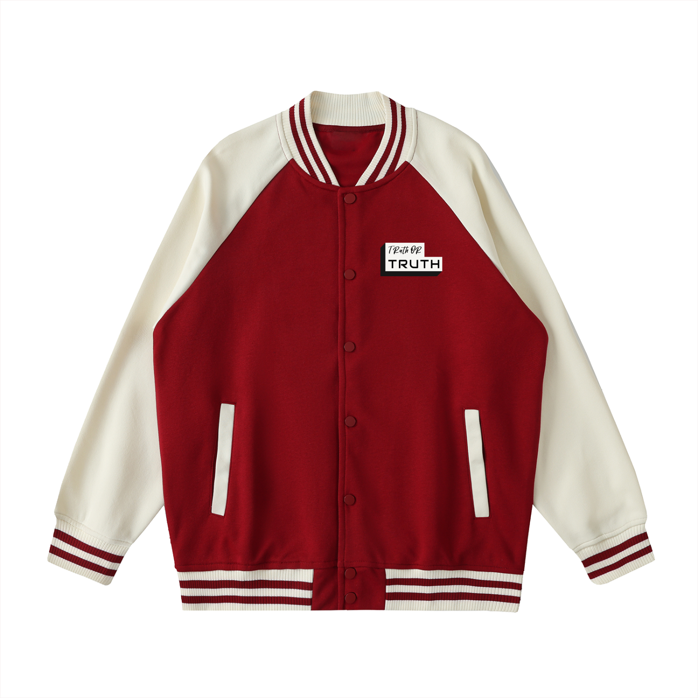 Truthortruth Two Tone Raglan Sleeve Varsity Jacket