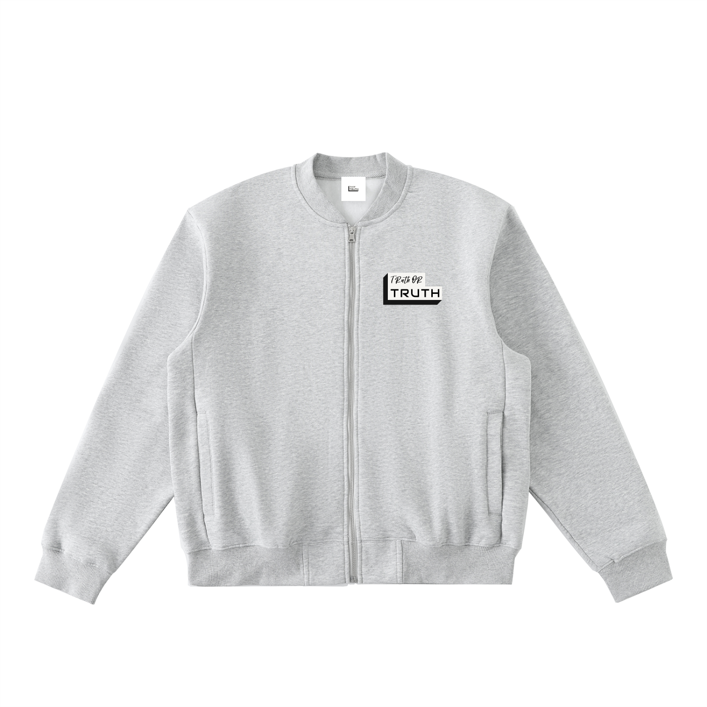 Truthortruth Essential Zip-Up Fleeced Varsity Jacket