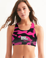 Load image into Gallery viewer, Pink Camo Women&#39;s All-Over Print Seamless Sports Bra
