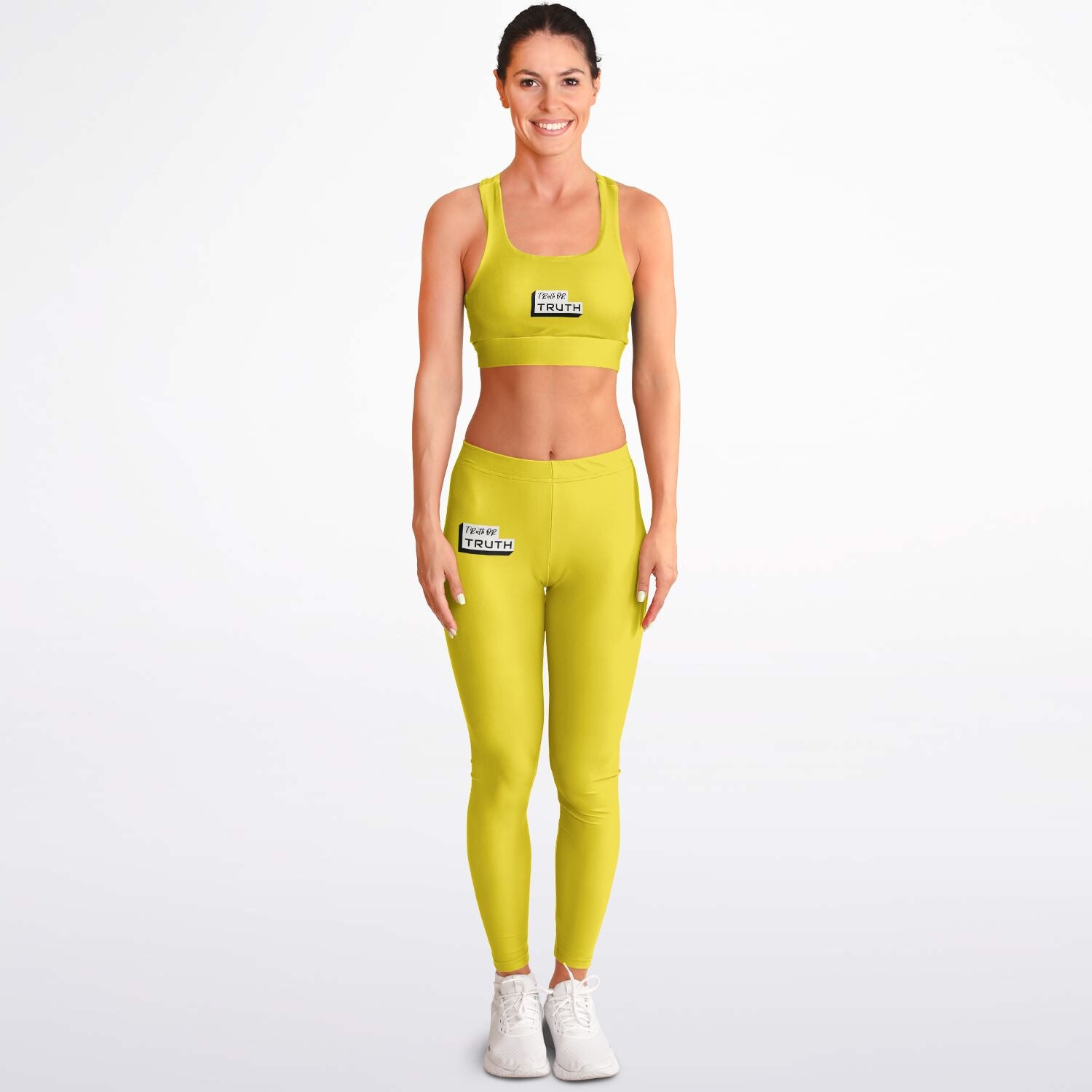 Yellow Padded Sports Bra & Leggings - AOP
