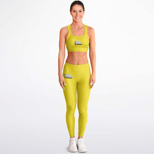 Yellow Padded Sports Bra & Leggings - AOP