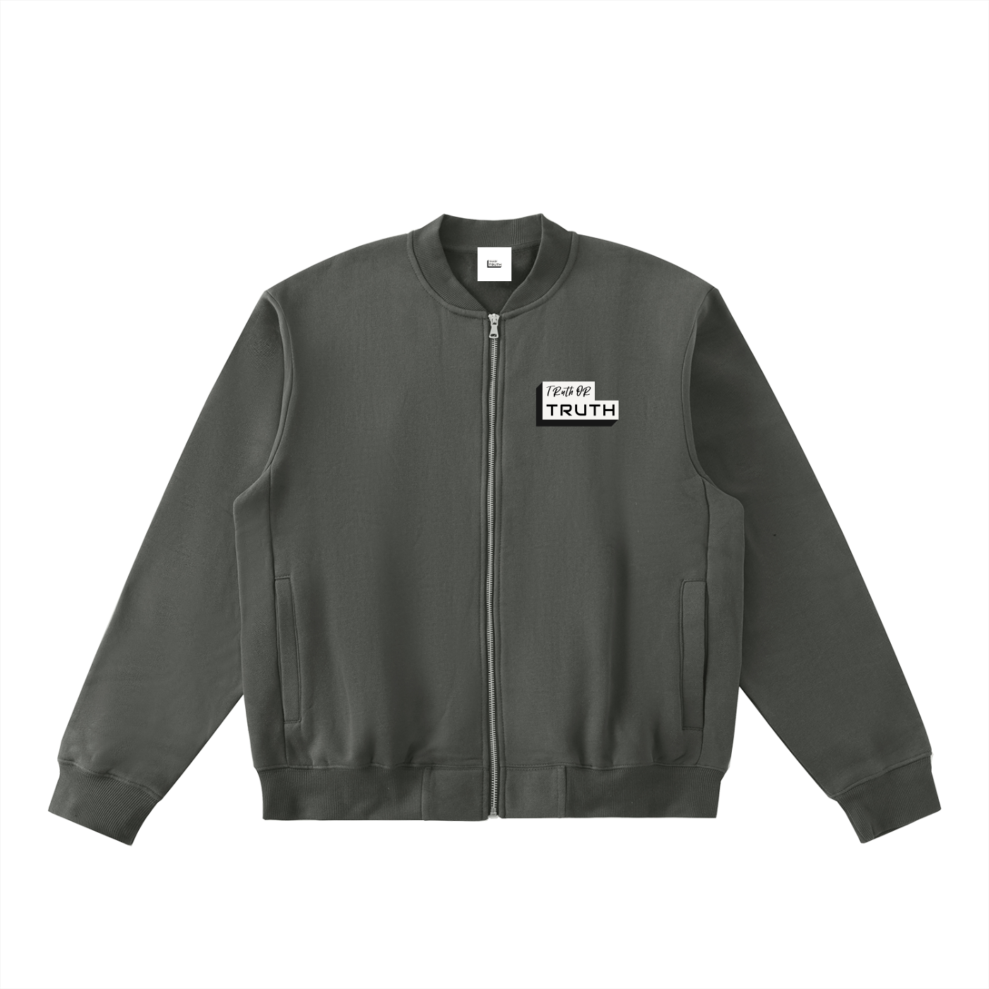 Truthortruth Essential Zip-Up Fleeced Varsity Jacket
