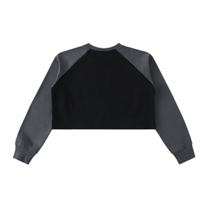 TruthorTruth Raw-Hem Color-Block Raglan Crop Sweatshirt