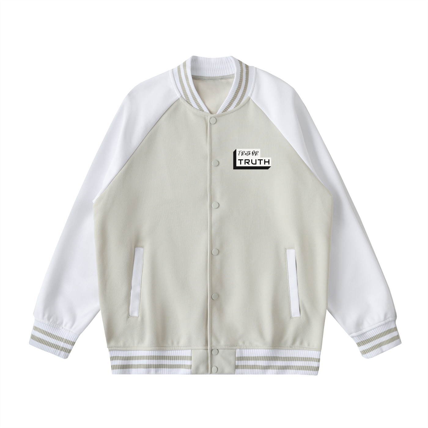 Truthortruth Two Tone Raglan Sleeve Varsity Jacket