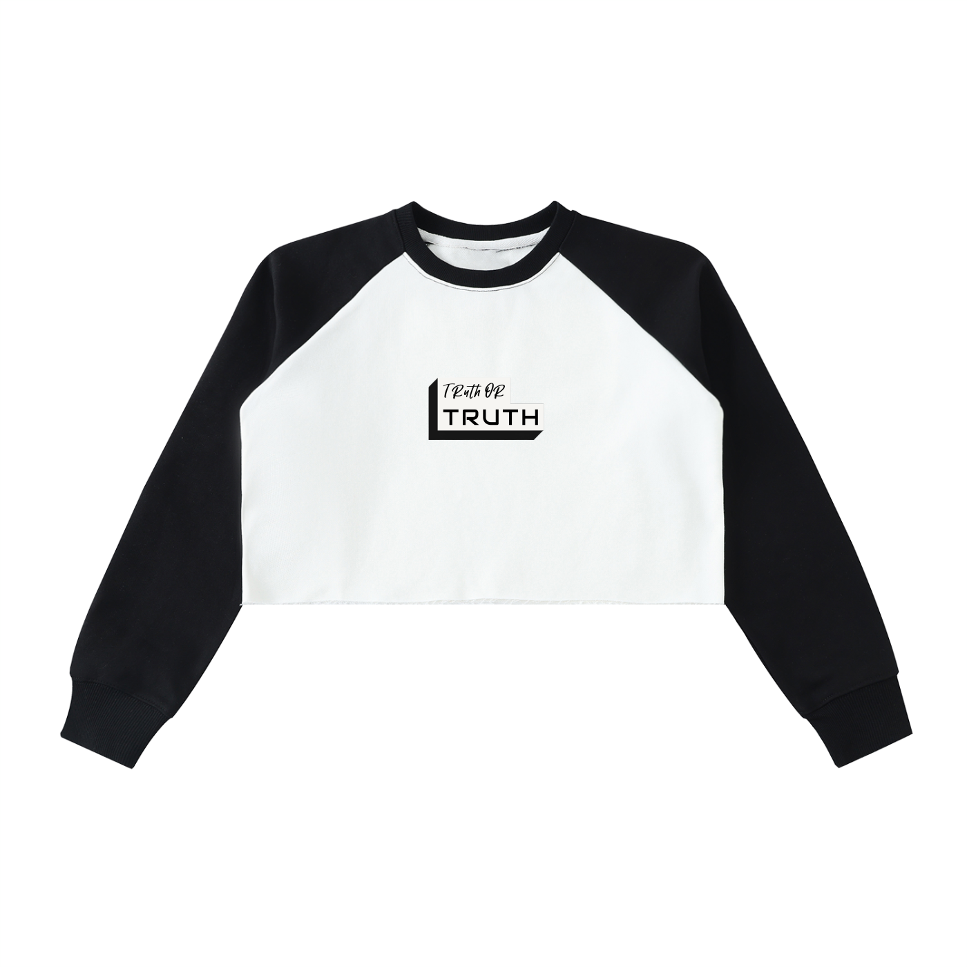 TruthorTruth Raw-Hem Color-Block Raglan Crop Sweatshirt