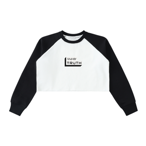 TruthorTruth Raw-Hem Color-Block Raglan Crop Sweatshirt