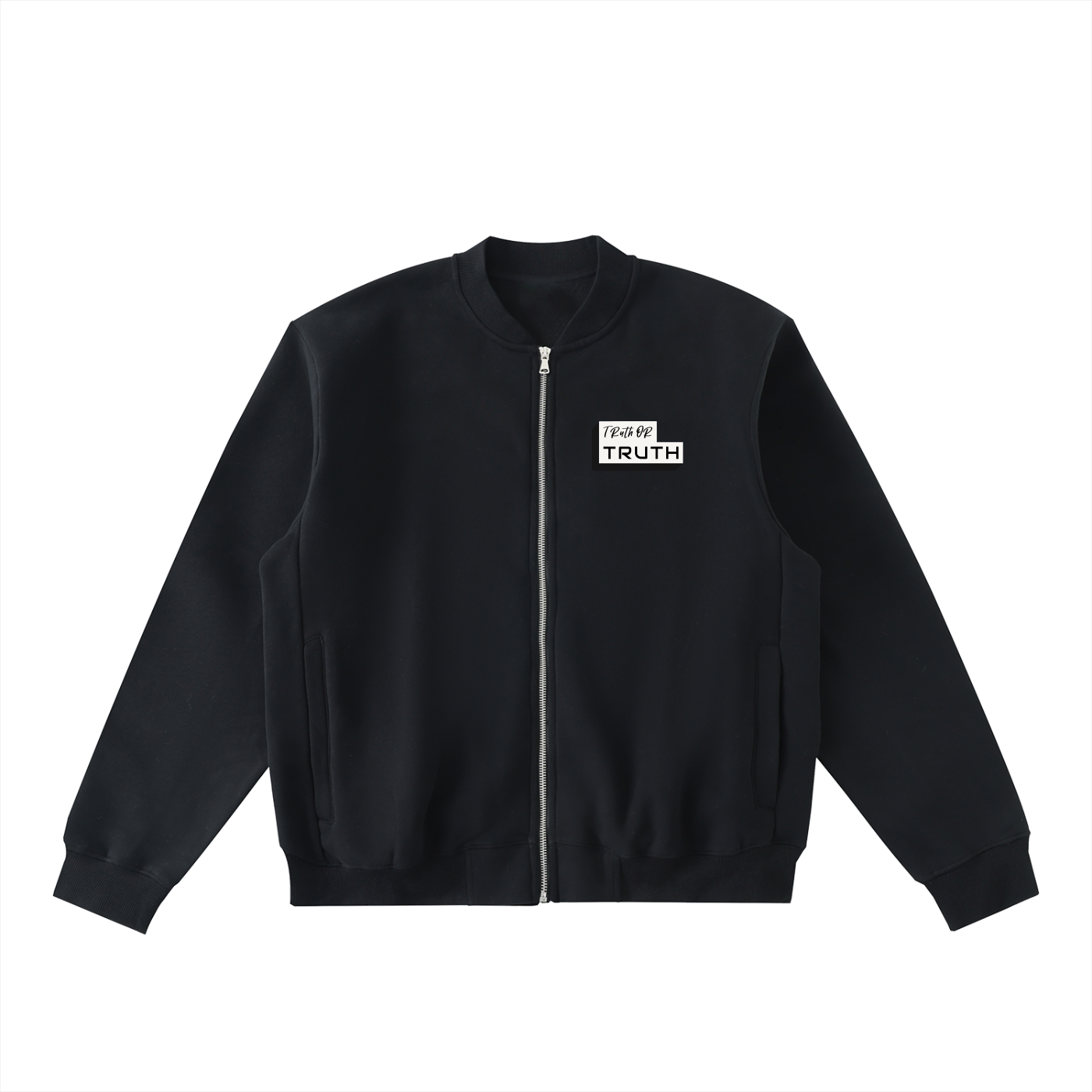 Truthortruth Essential Zip-Up Fleeced Varsity Jacket