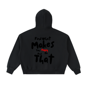 Find What Makes You Happy Fleeced Full-Zip Boxy Hoodie