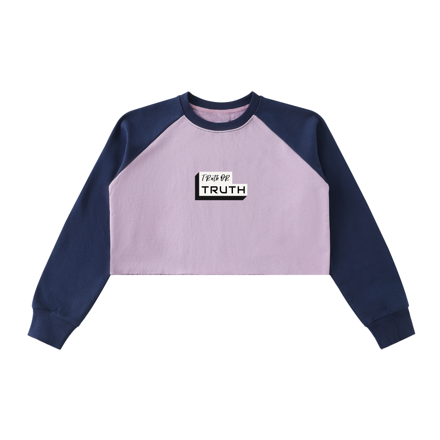 TruthorTruth Raw-Hem Color-Block Raglan Crop Sweatshirt