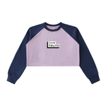 Load image into Gallery viewer, TruthorTruth Raw-Hem Color-Block Raglan Crop Sweatshirt
