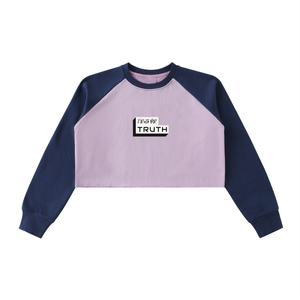 TruthorTruth Raw-Hem Color-Block Raglan Crop Sweatshirt