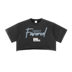 Load image into Gallery viewer, Highly Favored Snow Washed Raw Edge Crop Top
