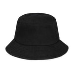 Load image into Gallery viewer, Black and Gold Logo Denim bucket hat

