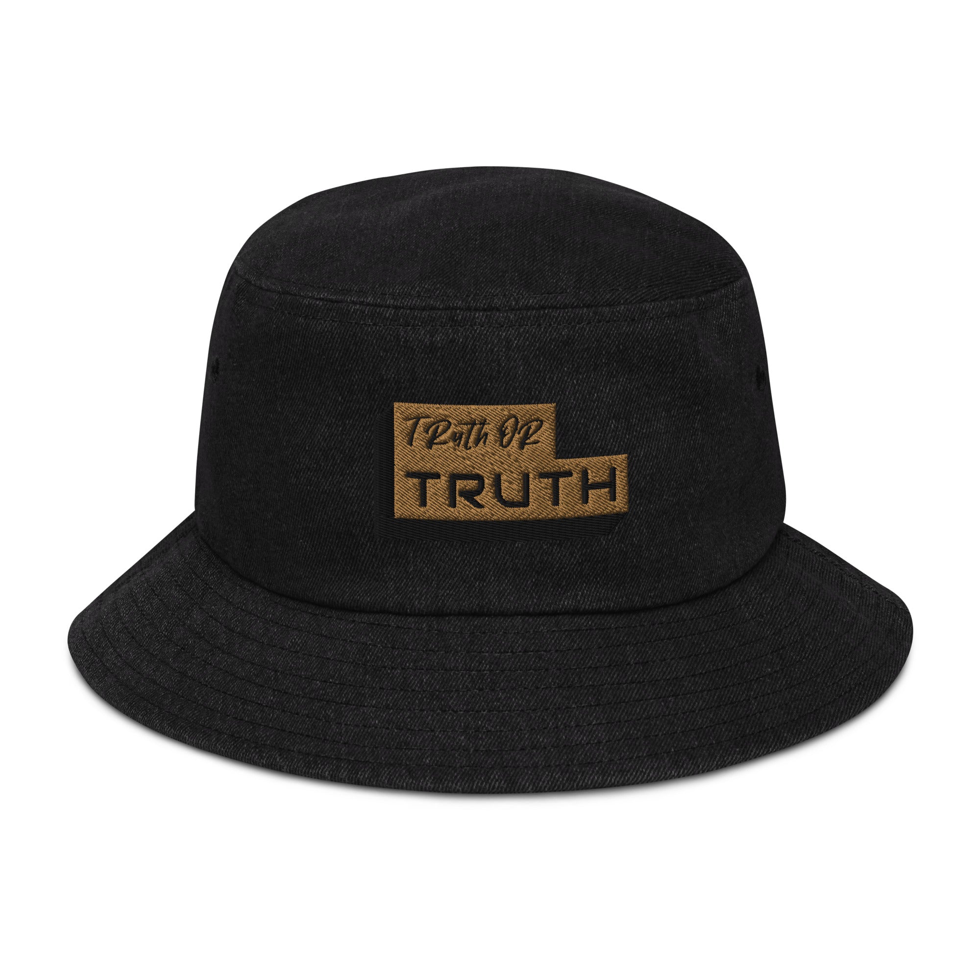 Black and Gold Logo Denim bucket hat