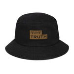 Load image into Gallery viewer, Black and Gold Logo Denim bucket hat
