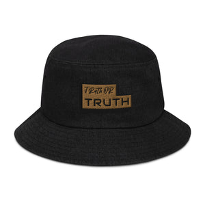 Black and Gold Logo Denim bucket hat