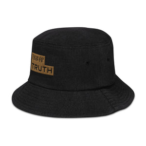 Black and Gold Logo Denim bucket hat