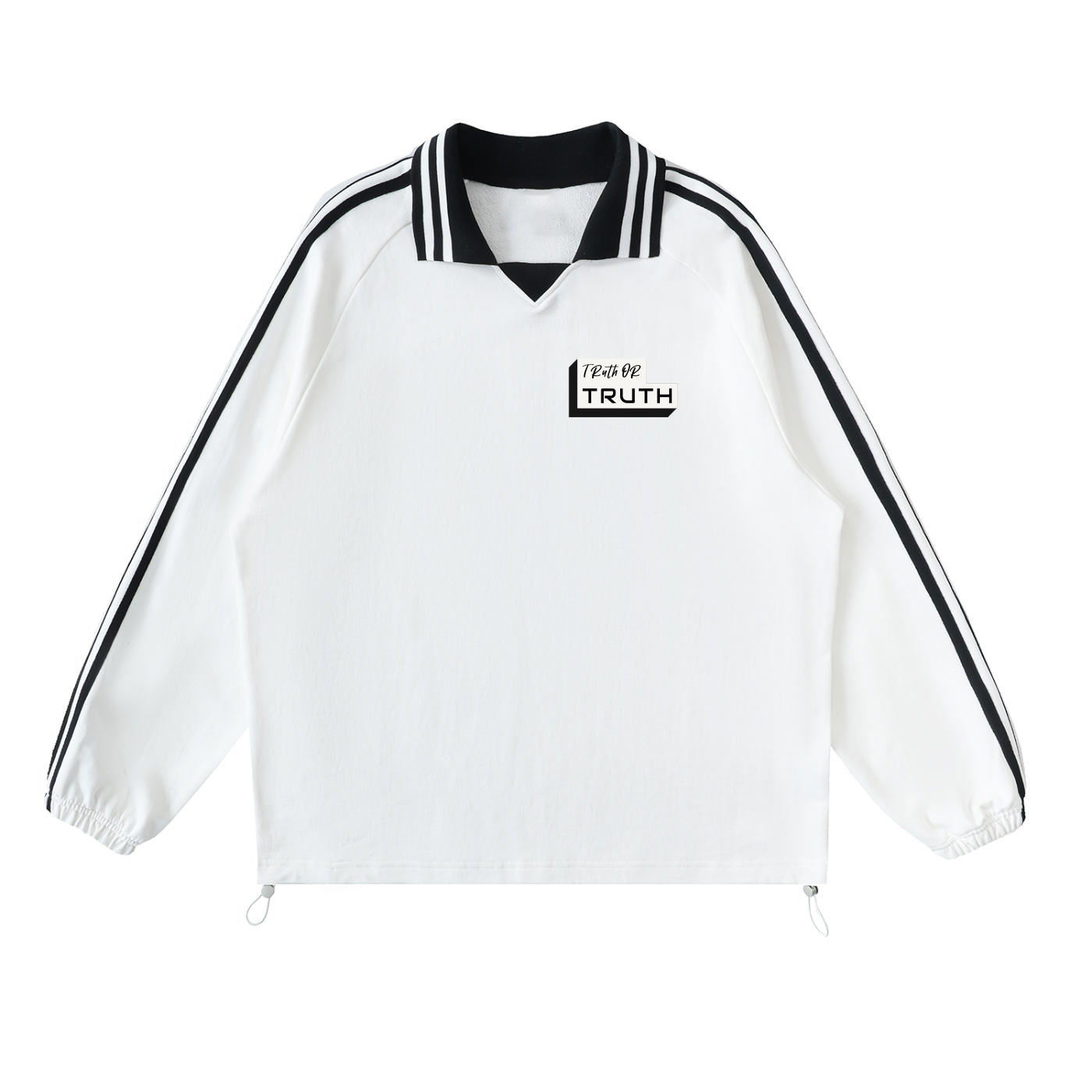 TruthorTruth Contrast Striped Lapel Collar Sweatshirt