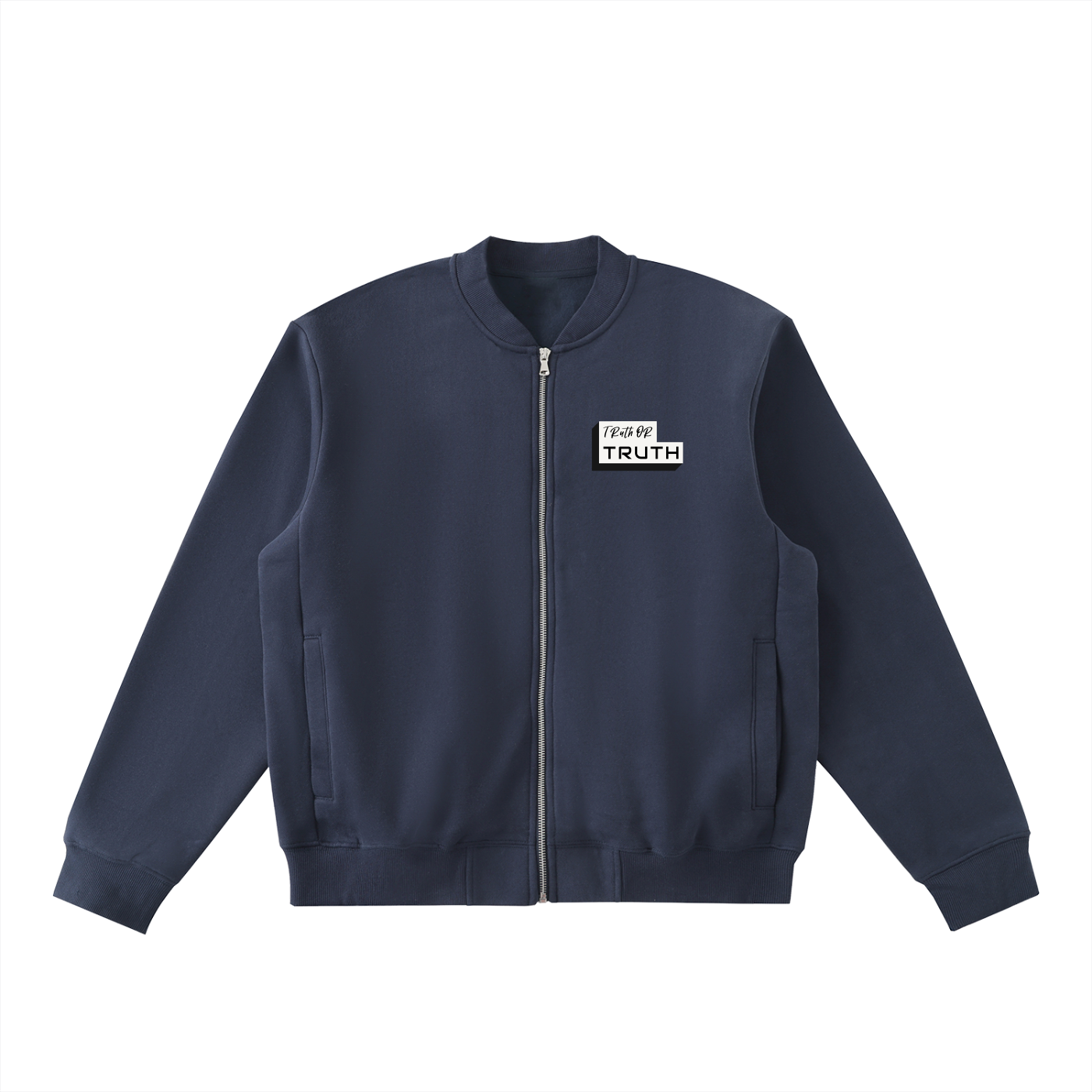Truthortruth Essential Zip-Up Fleeced Varsity Jacket