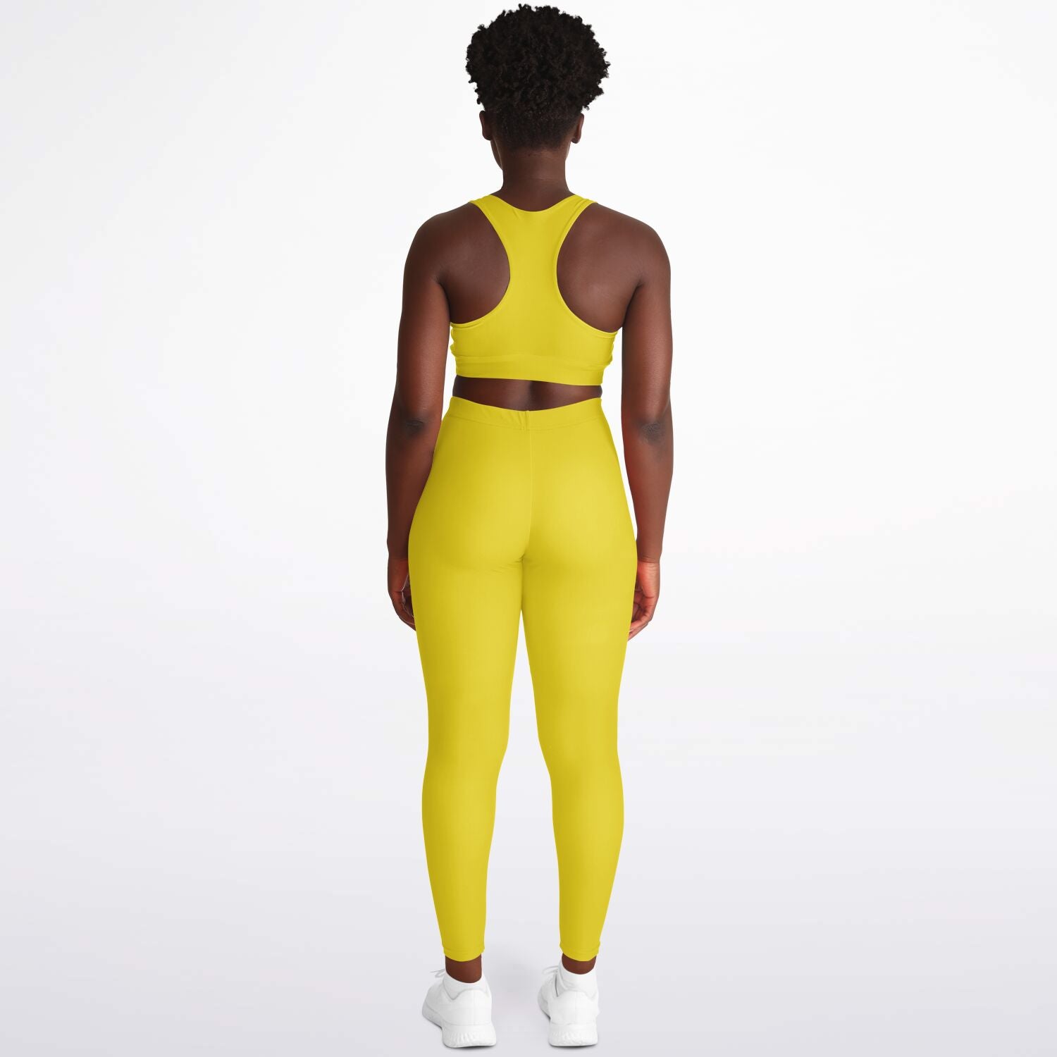 Yellow Padded Sports Bra & Leggings - AOP
