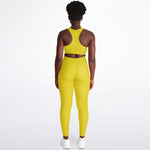 Load image into Gallery viewer, Yellow Padded Sports Bra &amp; Leggings - AOP
