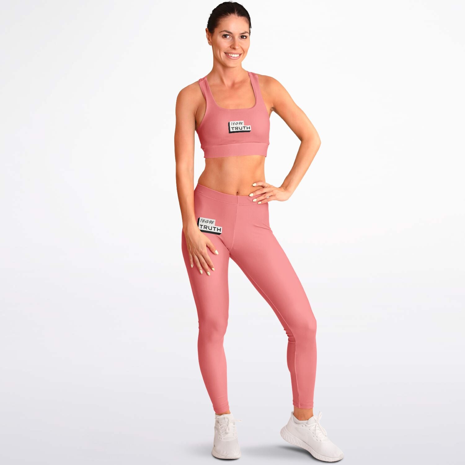 Coral Padded Sports Bra & Leggings - AOP