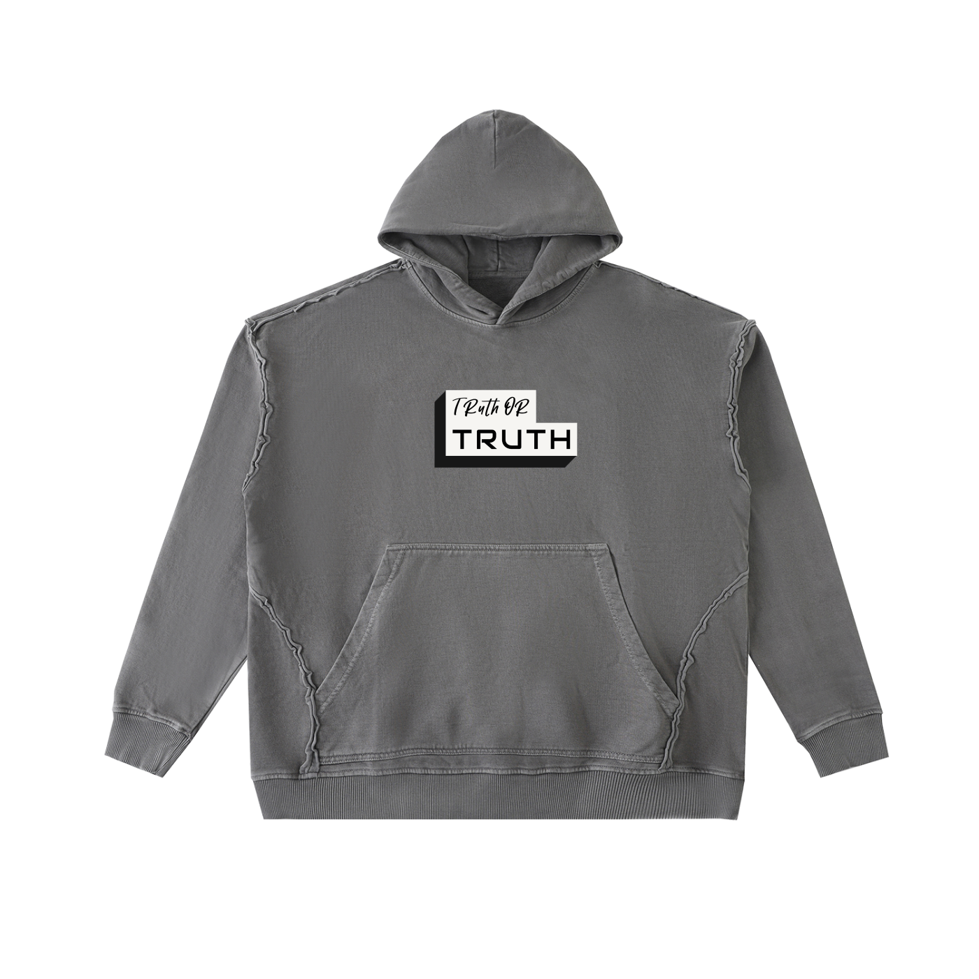 Truthortruth Raw-Seam Enzyme Washed Hoodie