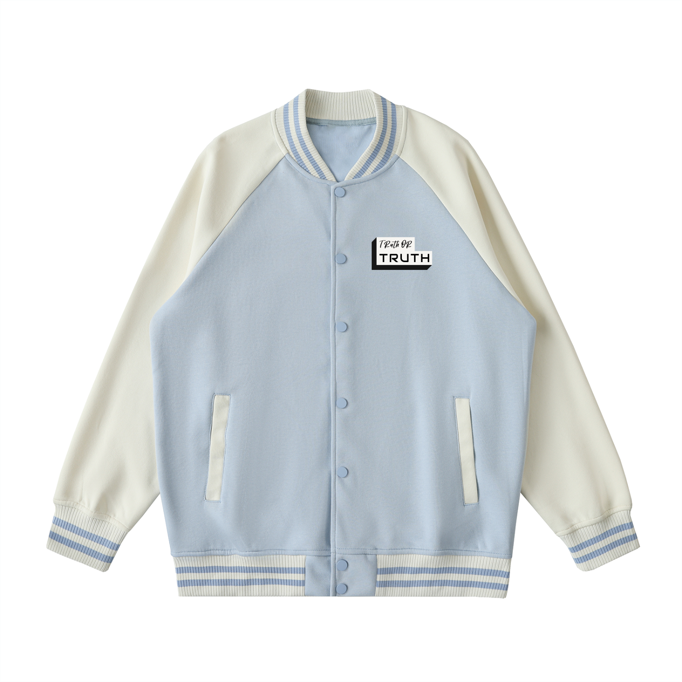 Truthortruth Two Tone Raglan Sleeve Varsity Jacket