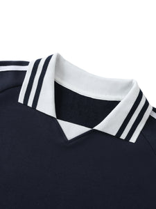 TruthorTruth Contrast Striped Lapel Collar Sweatshirt