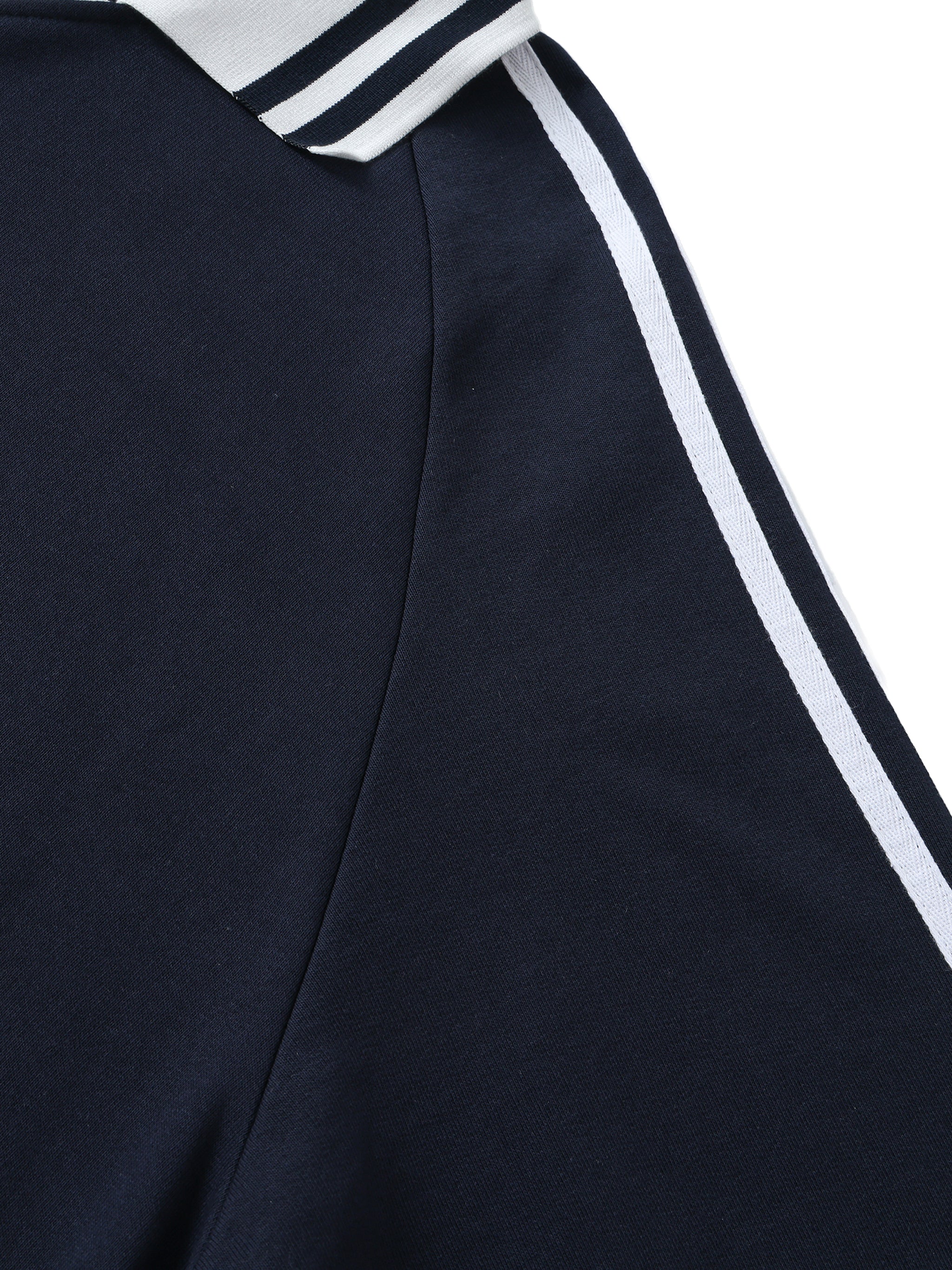 TruthorTruth Contrast Striped Lapel Collar Sweatshirt