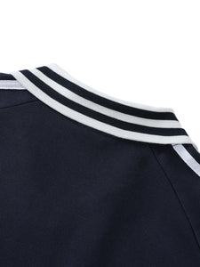 TruthorTruth Contrast Striped Lapel Collar Sweatshirt