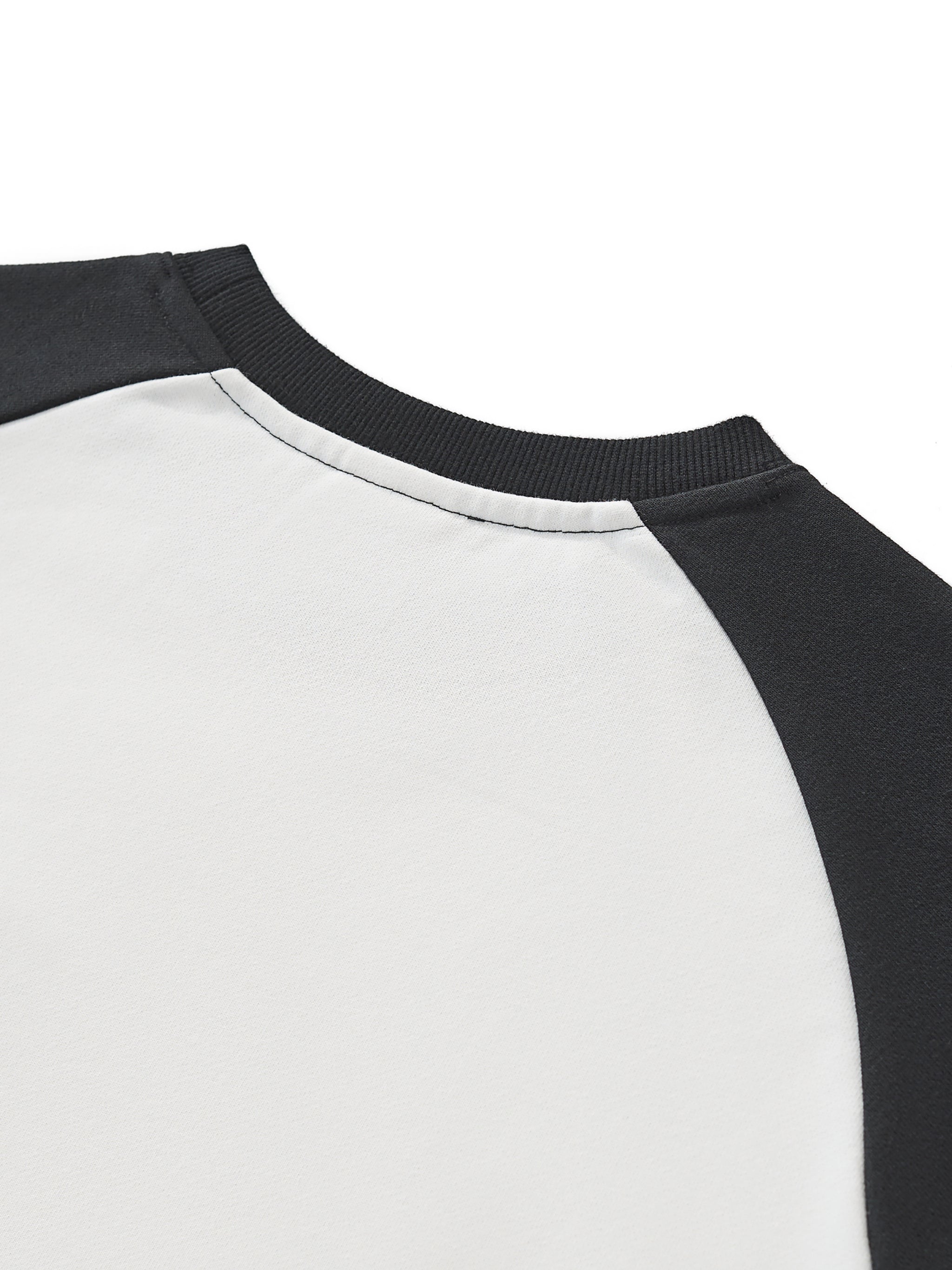 TruthorTruth Raw-Hem Color-Block Raglan Crop Sweatshirt