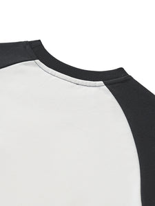 TruthorTruth Raw-Hem Color-Block Raglan Crop Sweatshirt