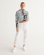 Load image into Gallery viewer, Abstract Retro Pattern Women&#39;s Cropped Windbreaker
