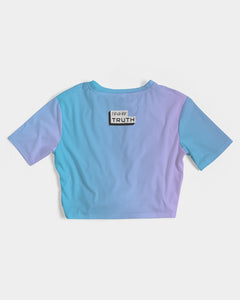 Still Me Topaz Gradient Women's Twist-Front Cropped Tee